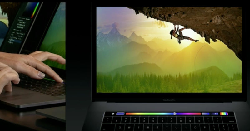 The high-end MacBook Pro comes with the all new Touchbar with integrated touch ID, Retina display 2880×1800 at 220 pixels/inch, up to 2.9GHz quad-core Intel i7 processor (turbo boosted to 3.8Ghz), 16GB Memory, Radeon Pro 455 Graphic, 4 x Thunderbolt 3 (USB-C) mutlifunction ports, stereo speakers, 3 microphones and a 3.5mm headphones jack.