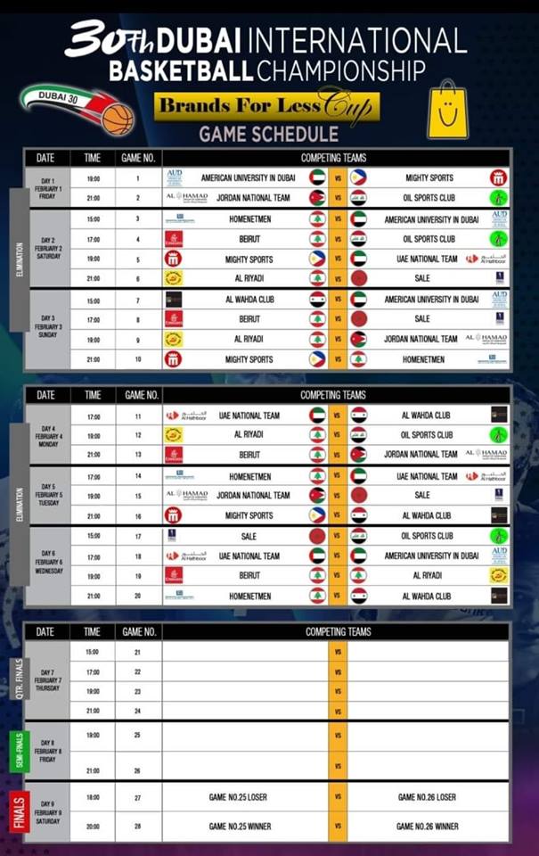 Dubai Tournament Basketball 2024 Schedule Image to u